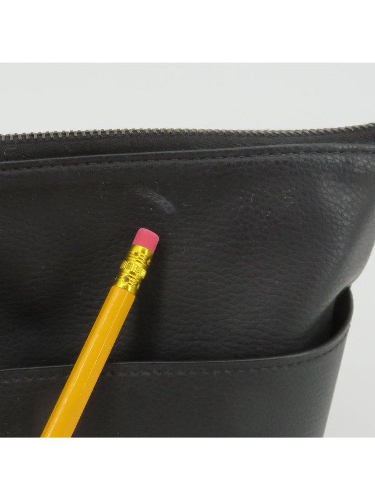 Von Holzhausen The Catch All Pouch Solid Black Faux Leather Pockets Handbag Bag — image 3 of 8